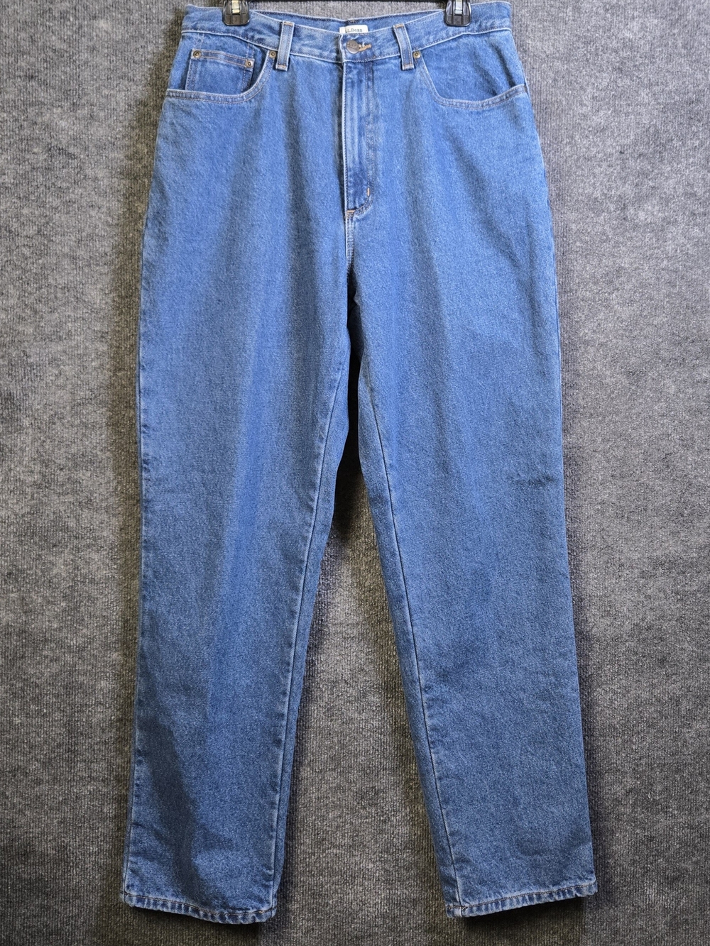 LL Bean Jeans Womens 14 Relaxed Blue Denim Cotton Flannel Lined Utility Chore